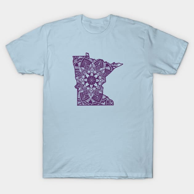 Violet Minnesota State Gift Mandala Yoga MN Art T-Shirt by Get Hopped Apparel